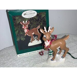 Hallmark 1996 Rudolph The Red Nosed Reindeer Keepsake Magic Ornament - Lights Up